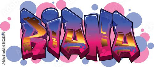 Riana Name Text Graffiti Word Design photo