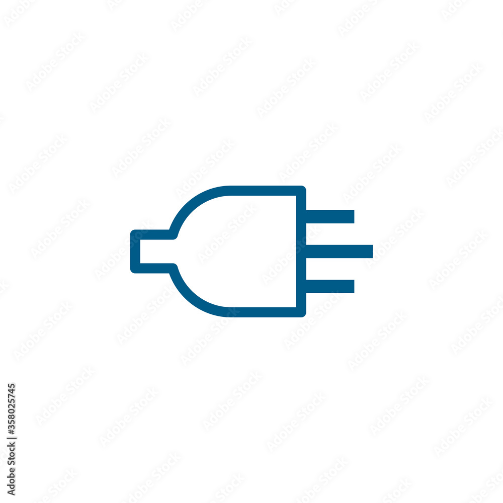 Plug Line Blue Icon On White Background. Blue Flat Style Vector Illustration. Plug Line Blue Icon On White Background. Blue Flat Style Vector Illustration.