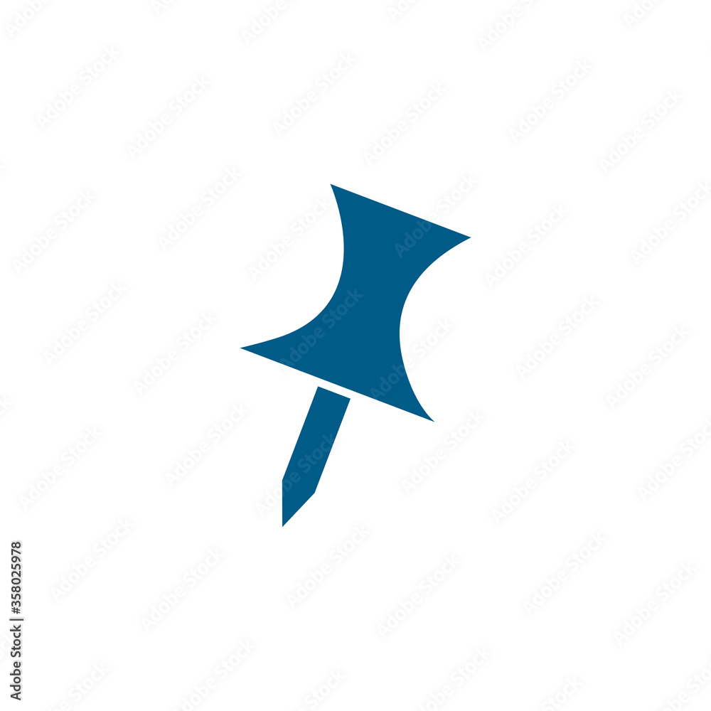 Push Pin Blue Icon On White Background. Blue Flat Style Vector Illustration. Push Pin Blue Icon On White Background. Blue Flat Style Vector Illustration.