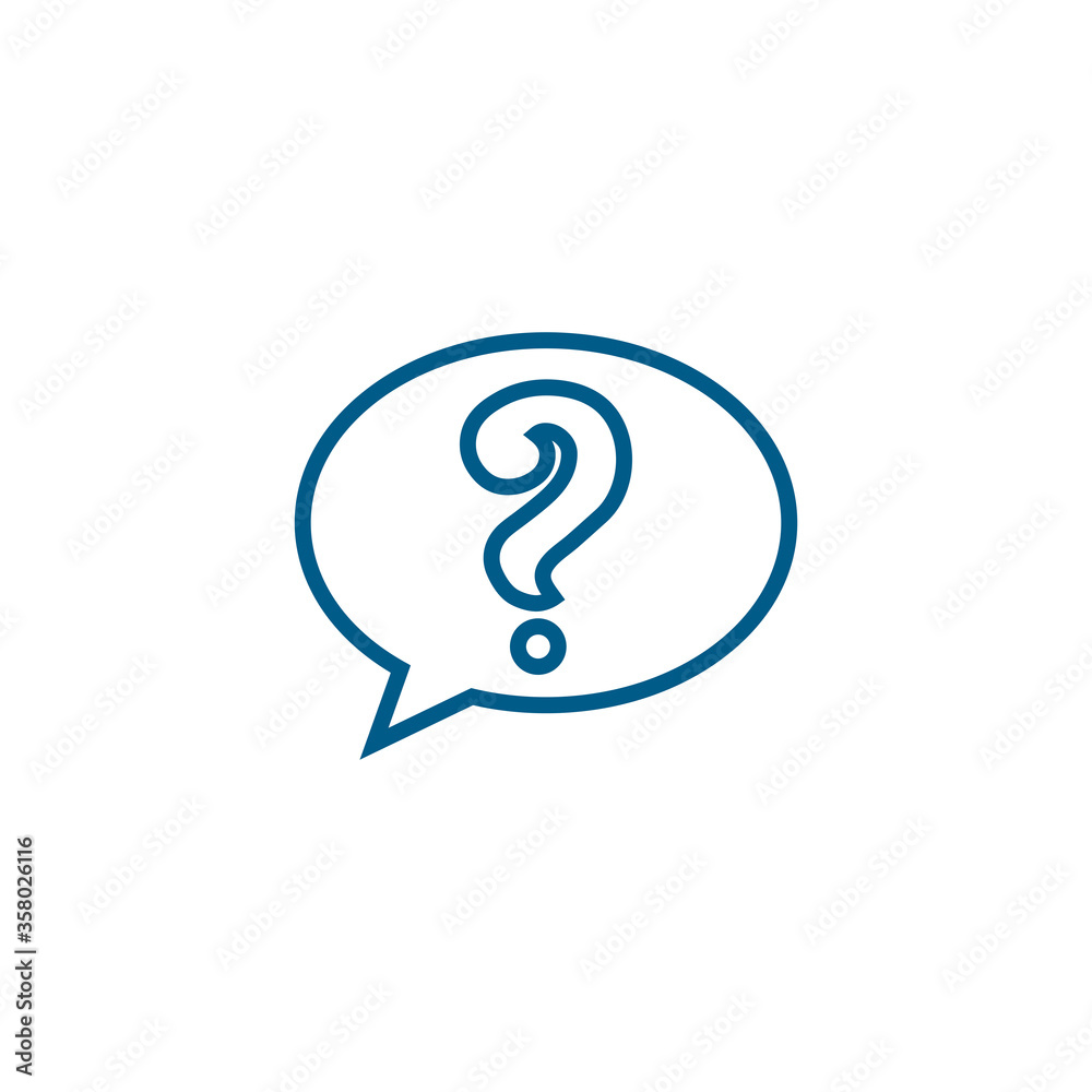 Question Line Blue Icon On White Background. Blue Flat Style Vector Illustration. Question Line Blue Icon On White Background. Blue Flat Style Vector Illustration.