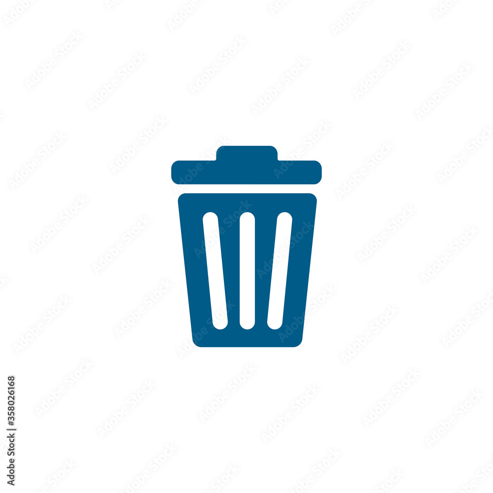 Recycle Bin Blue Icon On White Background. Blue Flat Style Vector Illustration. Recycle Bin Blue Icon On White Background. Blue Flat Style Vector Illustration.