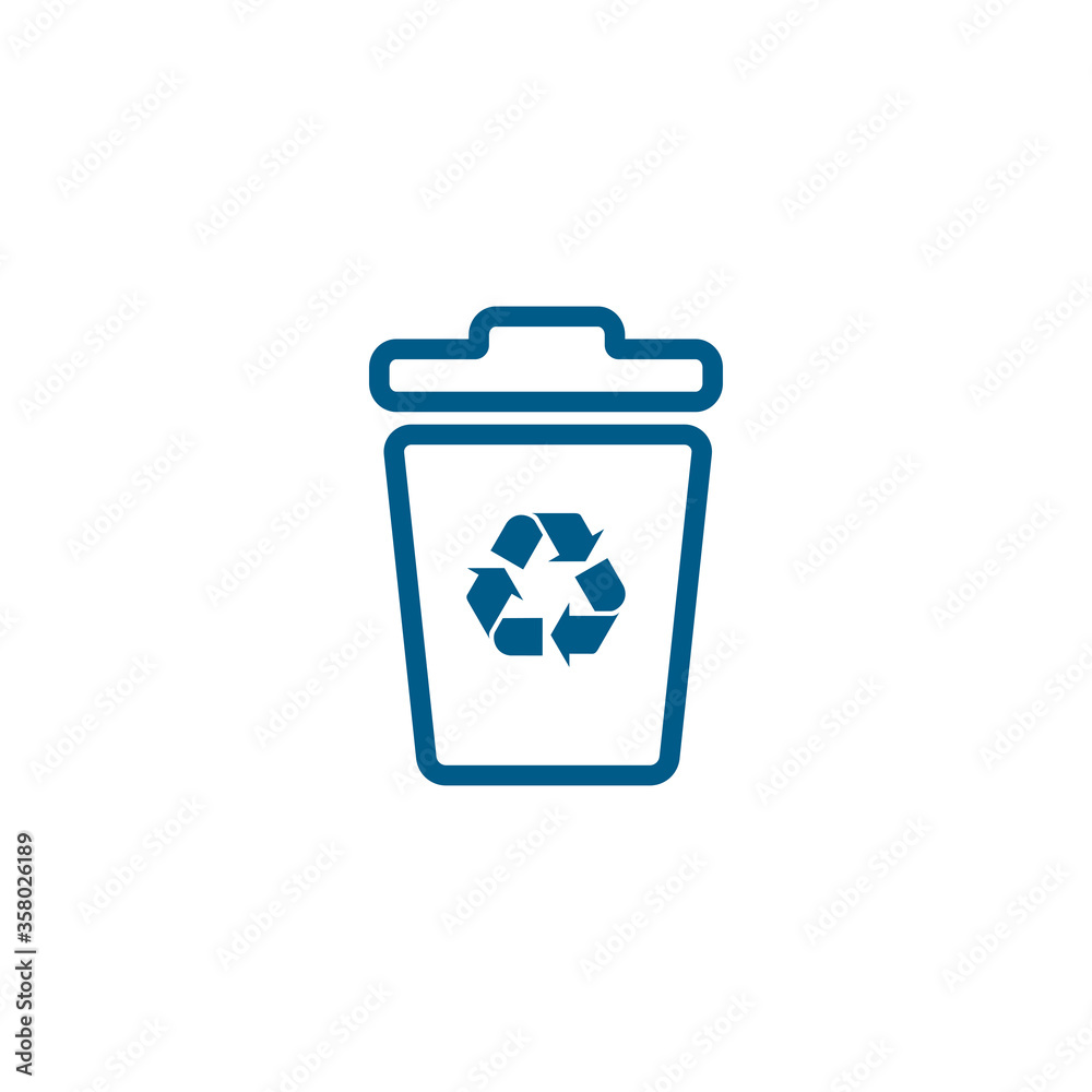Recycle Bin Line Blue Icon On White Background. Blue Flat Style Vector Illustration. Recycle Bin Line Blue Icon On White Background. Blue Flat Style Vector Illustration.