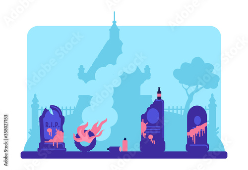 Vandalism flat color vector illustration