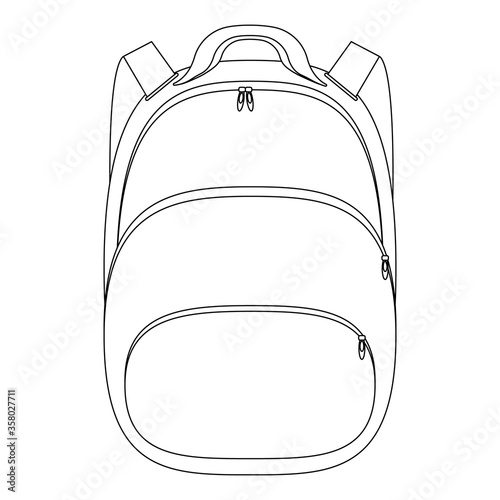 Sports backpack or school bag icon isolated on white background. Outline