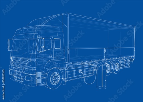 Electric Truck Charging Station Sketch. Vector