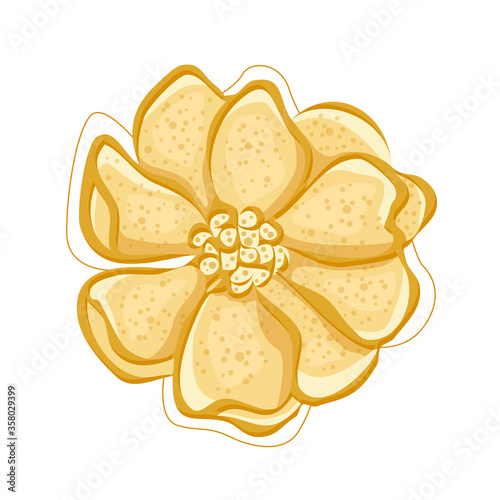 Volumetric yellow flower with texture icon vector illustration