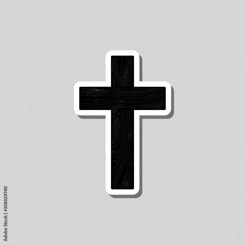 Obraz premium Christian Cross icon. Paper sticker with shadow