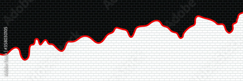 Black Lives Matter- Banner about Human Rights of Black People. Abstract Black, White and Red Structural Brick Wall. Panoramic Solid Surface. Vector. 3D Illustration