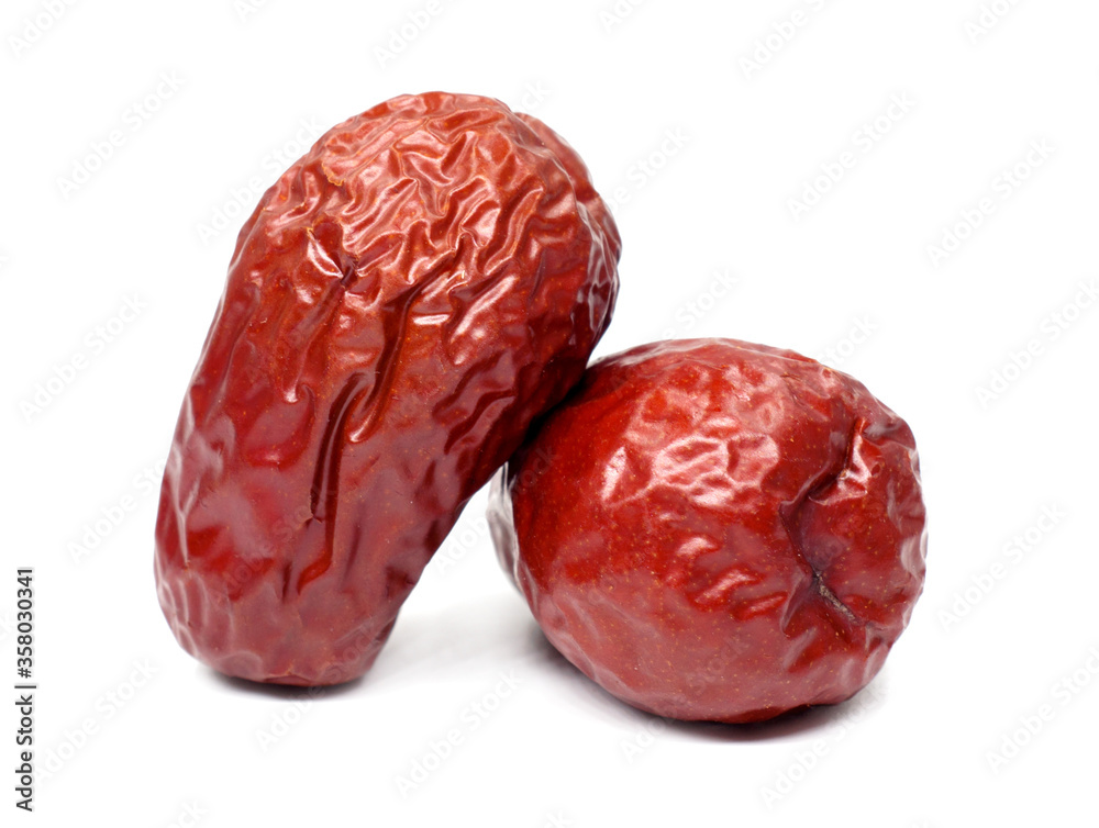 dried dates on a white background