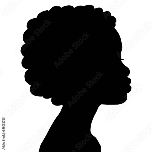 Vector  silhouette of black woman with afro hair. Stop racism. Black lives matter