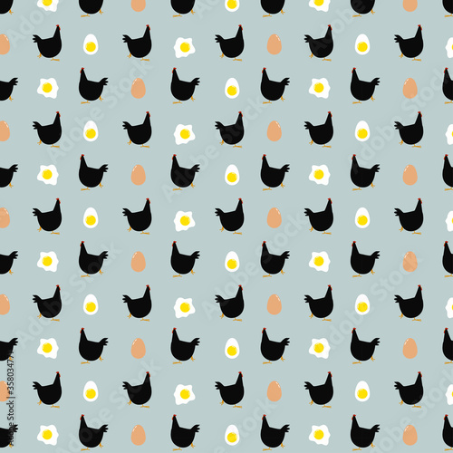 Seamless Chicken pattern vector 