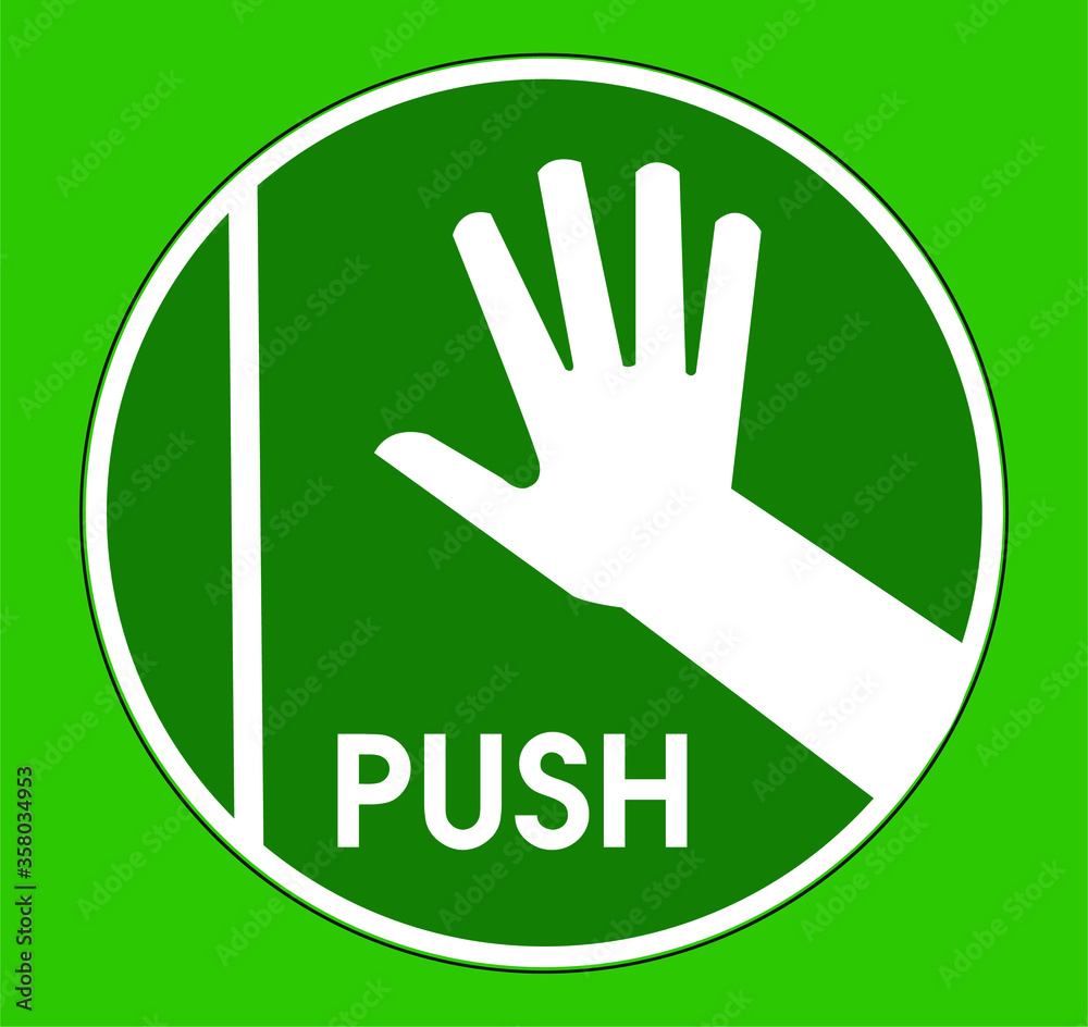 Push door sign sticker label notice vector green Push door sign sticker label notice vector green