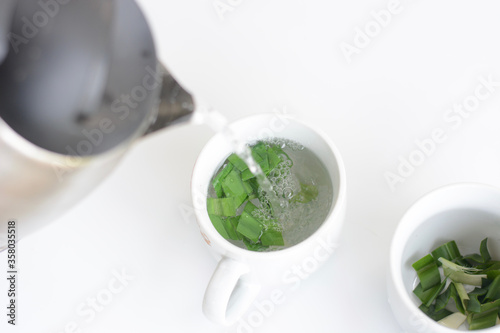 herb tea white background 