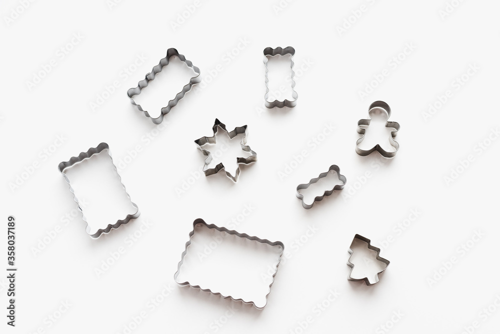 metal molds, metal cookie cutters, cookie molds on white background, homemade cookies metal molds, metal cookie cutters, cookie molds on white background, homemade cookies