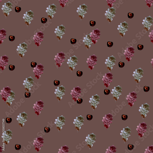 watercolor pattern consisting of oak and chestnut leaves