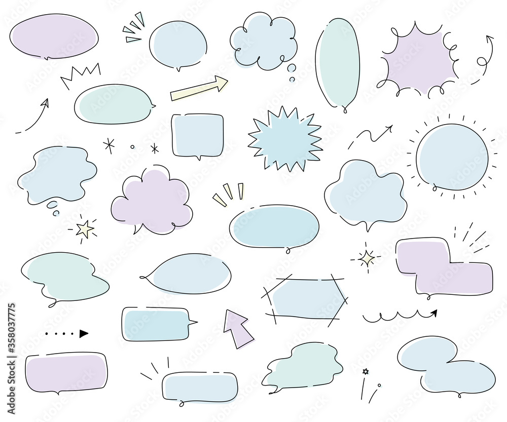手書きの吹き出しのセット イラスト ふきだし Stock Illustration Adobe Stock