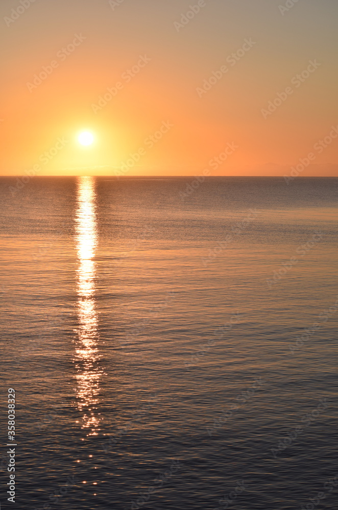 Great Lakes Early Morning Sunrise, portrait/vertical, copyspace