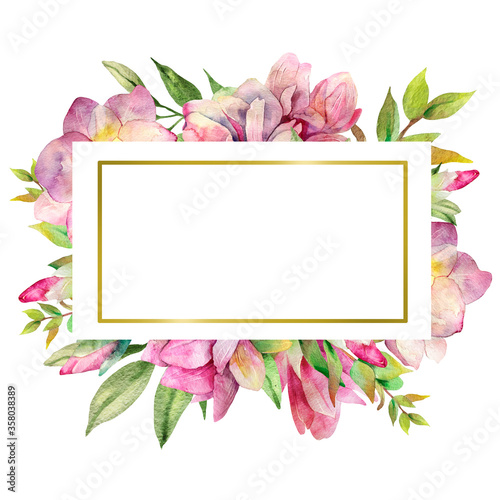 magnolia with gold frame