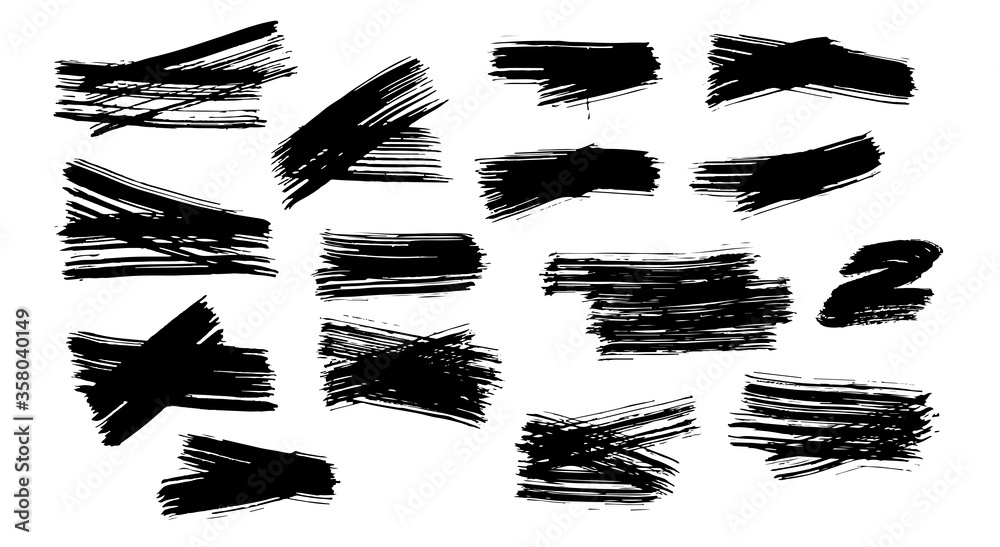 Artistic background. Grunge design elements. Boxes for text. Set of brush strokes, Black ink grunge brush strokes.Vector illustration. Vector isolated.