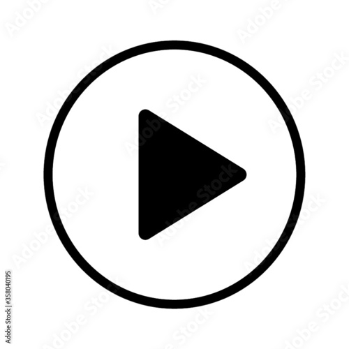 video play button icon black line vector illustration