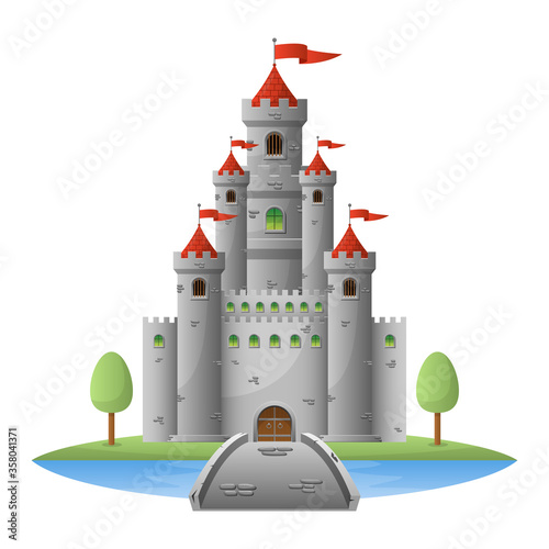 Medieval castle vector design illustration isolated on white background 