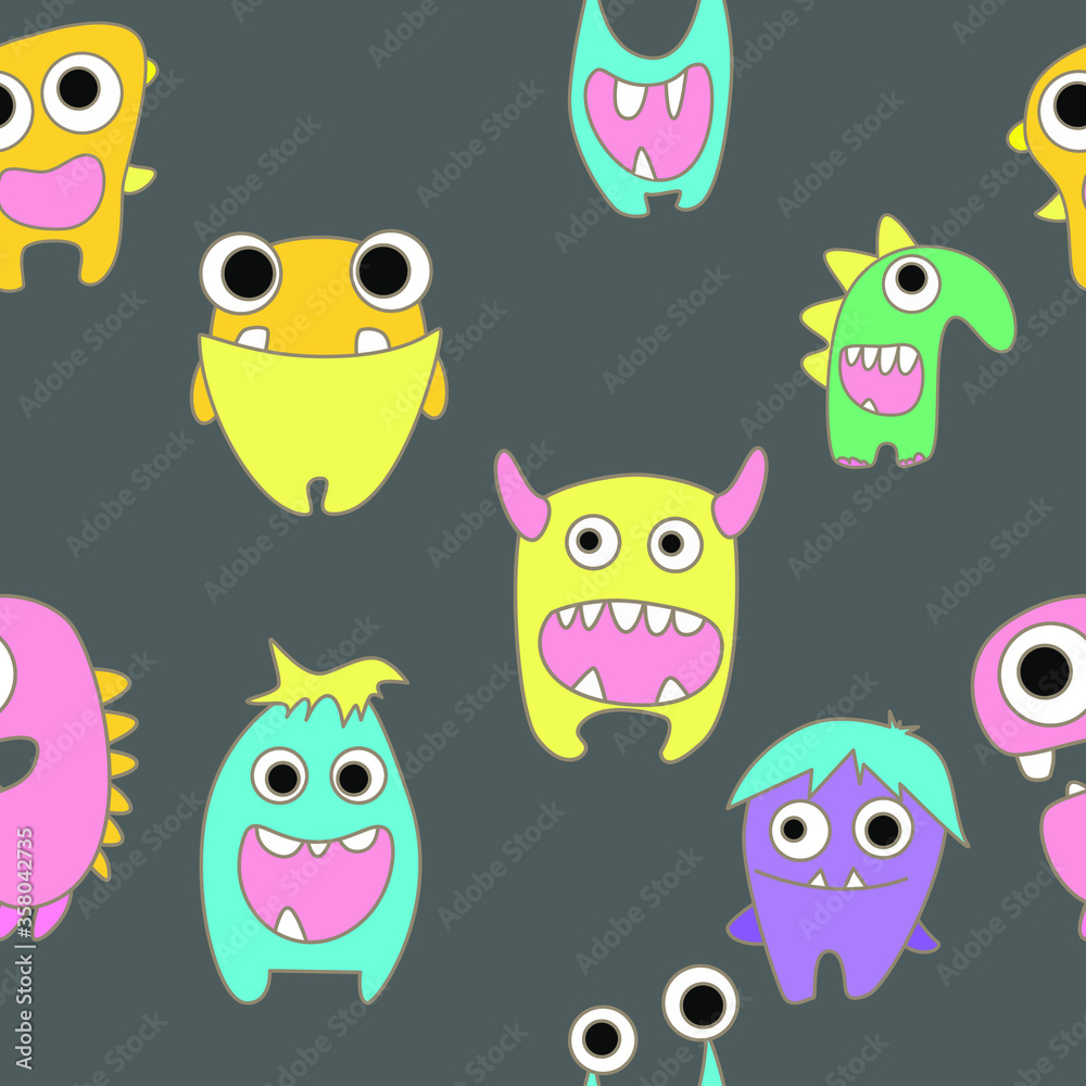 Fototapeta premium seamless pattern with monsters vector illustration