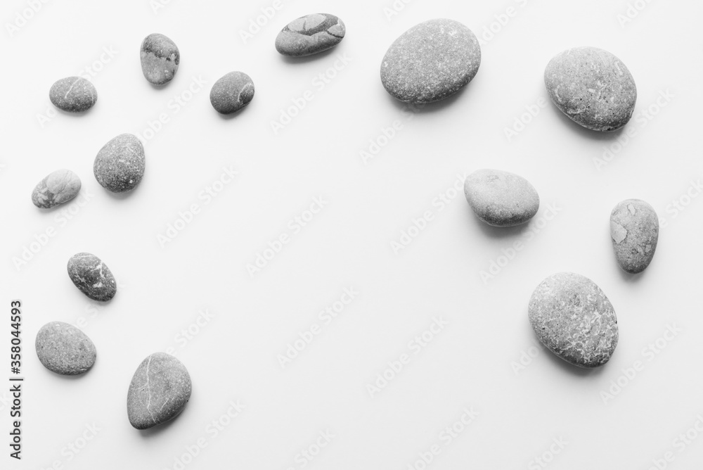sea stones on a white background, round stones, background of stones sea stones on a white background, round stones, background of stones