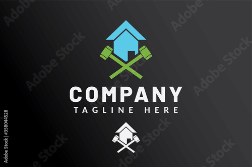 Simple Logo Template Building For Real estate company brand and contractor house and developer real estate
