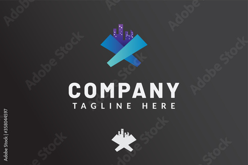 Simple Logo Template Building For Real estate company brand and contractor house and developer real estate