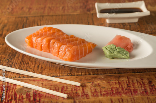 Salmon pieces for sushi