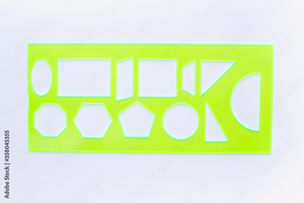 ruler with figures on white background, officer's line, geometric figures ruler with figures on white background, officer's line, geometric figures