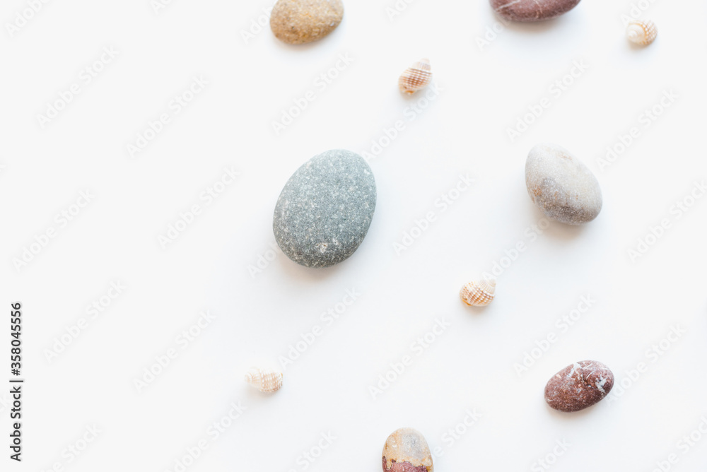 sea ​​pebbles, sea ​​pebbles on a white background