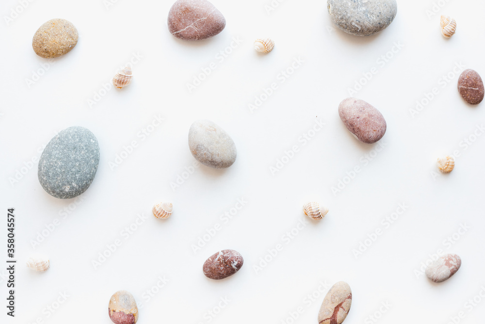 sea ​​pebbles, sea ​​pebbles on a white background