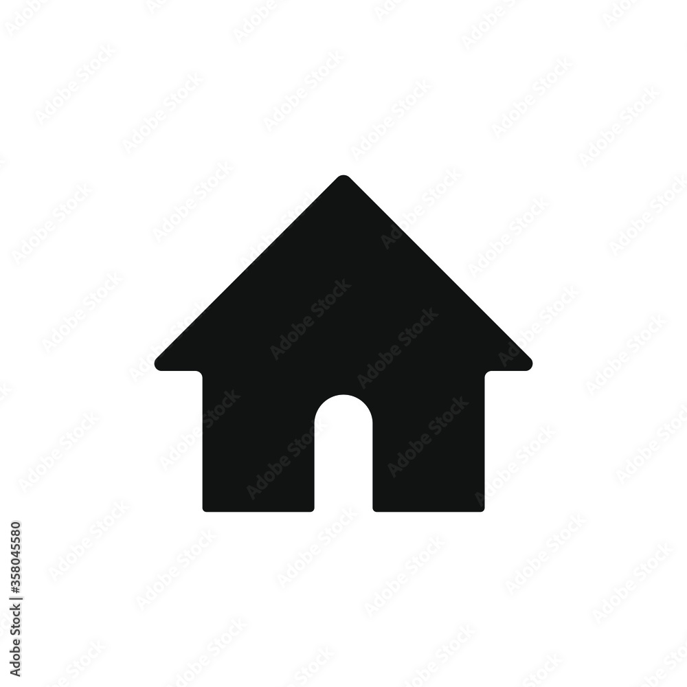 Home icon. House symbol button. Flat shape building logo sign. Black silhouette isolated on white background. Vector illustration image. Home icon. House symbol button. Flat shape building logo sign. Black silhouette isolated on white background. Vector illustration image.