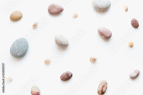 sea ​​pebbles, sea ​​pebbles on a white background
