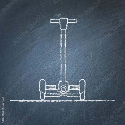 Balancing scooter sketch on chalkboard