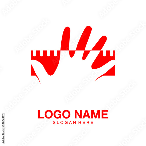 Hand and Ruler logo icon and symbol design inspiration vector illustration