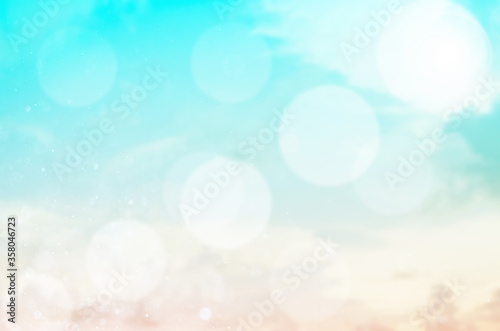 Summer Holiday Concept: Abstract Blurred Light Beach with Autumn Sky Sky Background