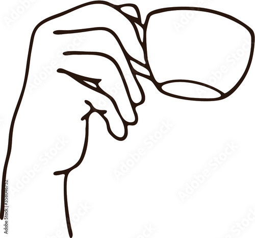 hand with cup. Vector illustration for using in design of textile, postcards, covers and different kinds of print production
