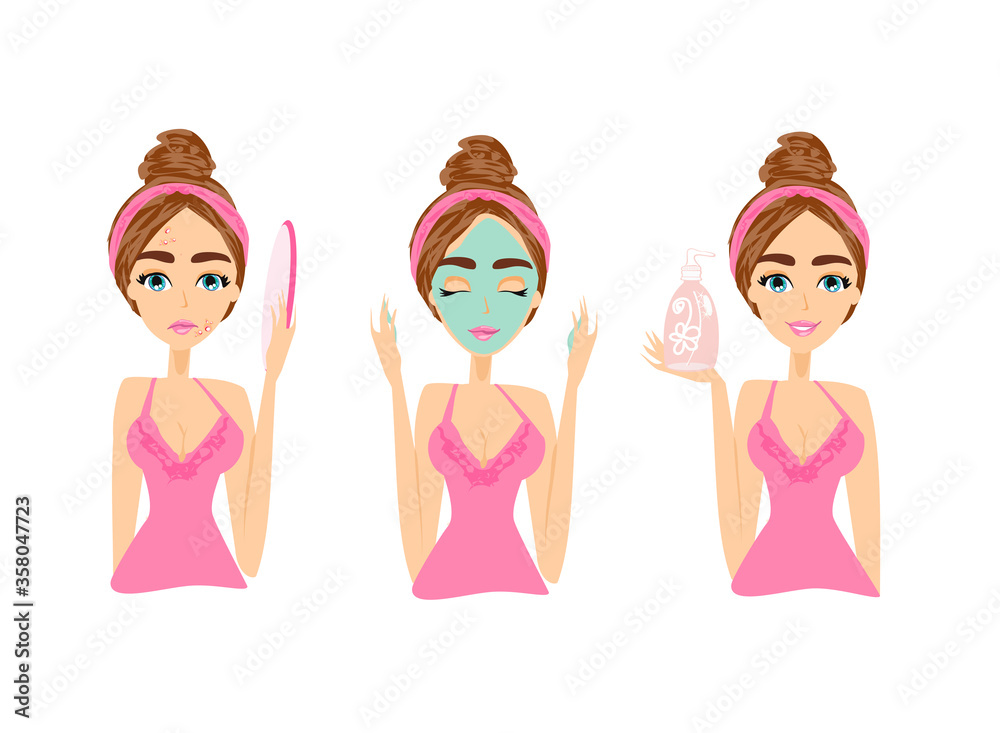 beautiful girl puts on an anti-acne mask beautiful girl puts on an anti-acne mask