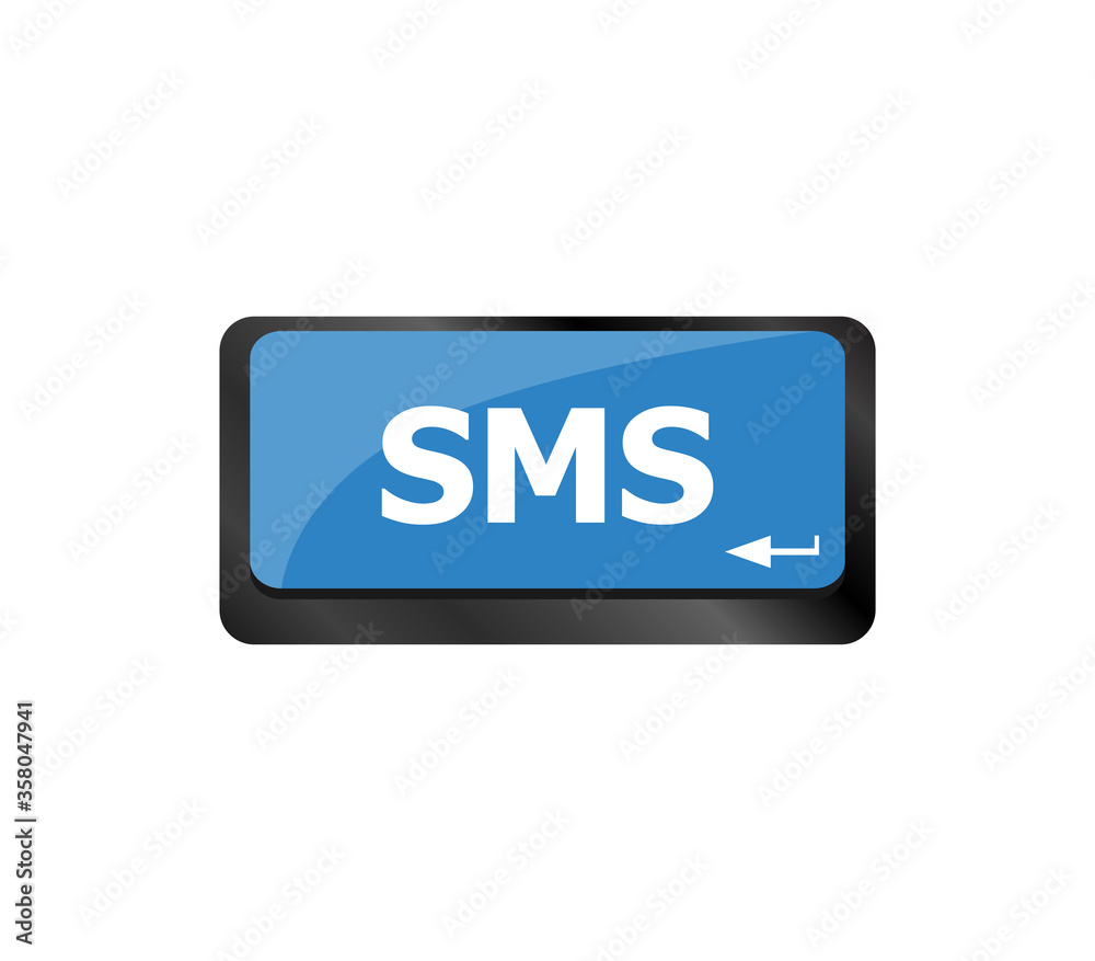Marketing concept. computer keyboard with word SMS word on enter button background Marketing concept. computer keyboard with word SMS word on enter button background