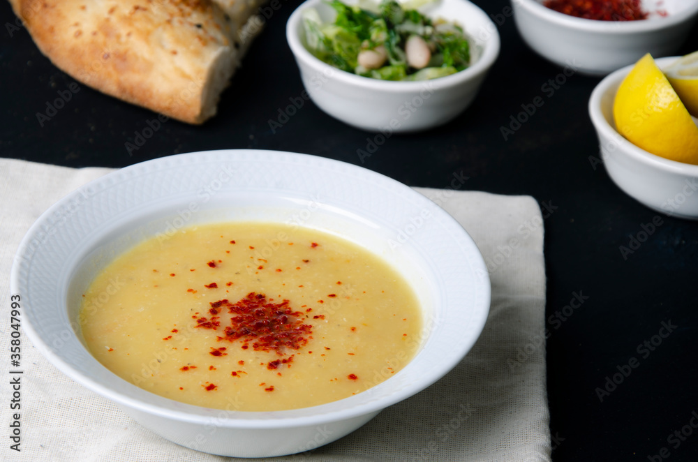 lentil soup on a black background lentil soup on a black background