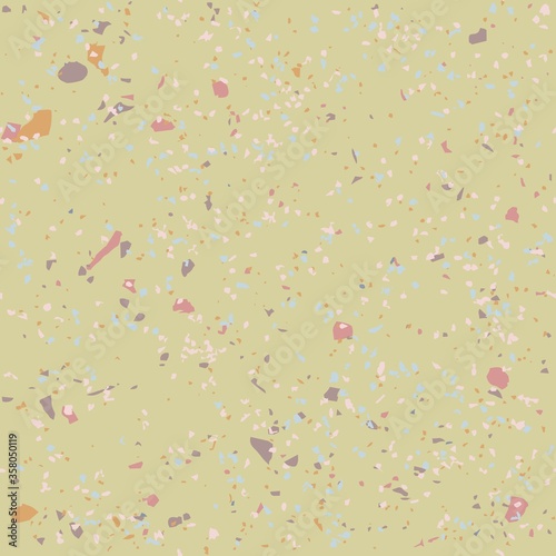Tile terrazzo vector pattern with colorful stone on green marble background for seamless concrete rock wallpaper