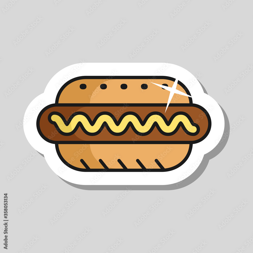 Hot dog vector icon. Fast food sign Hot dog vector icon. Fast food sign