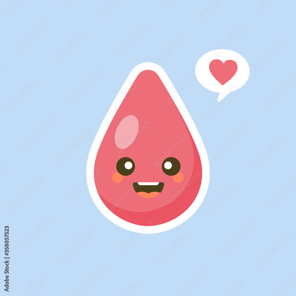 Cute happy smiling blood drop character. Vector modern trendy flat style cartoon illustration icon design. Isolated on color background. Cute happy smiling blood drop character. Vector modern trendy flat style cartoon illustration icon design. Isolated on color background.