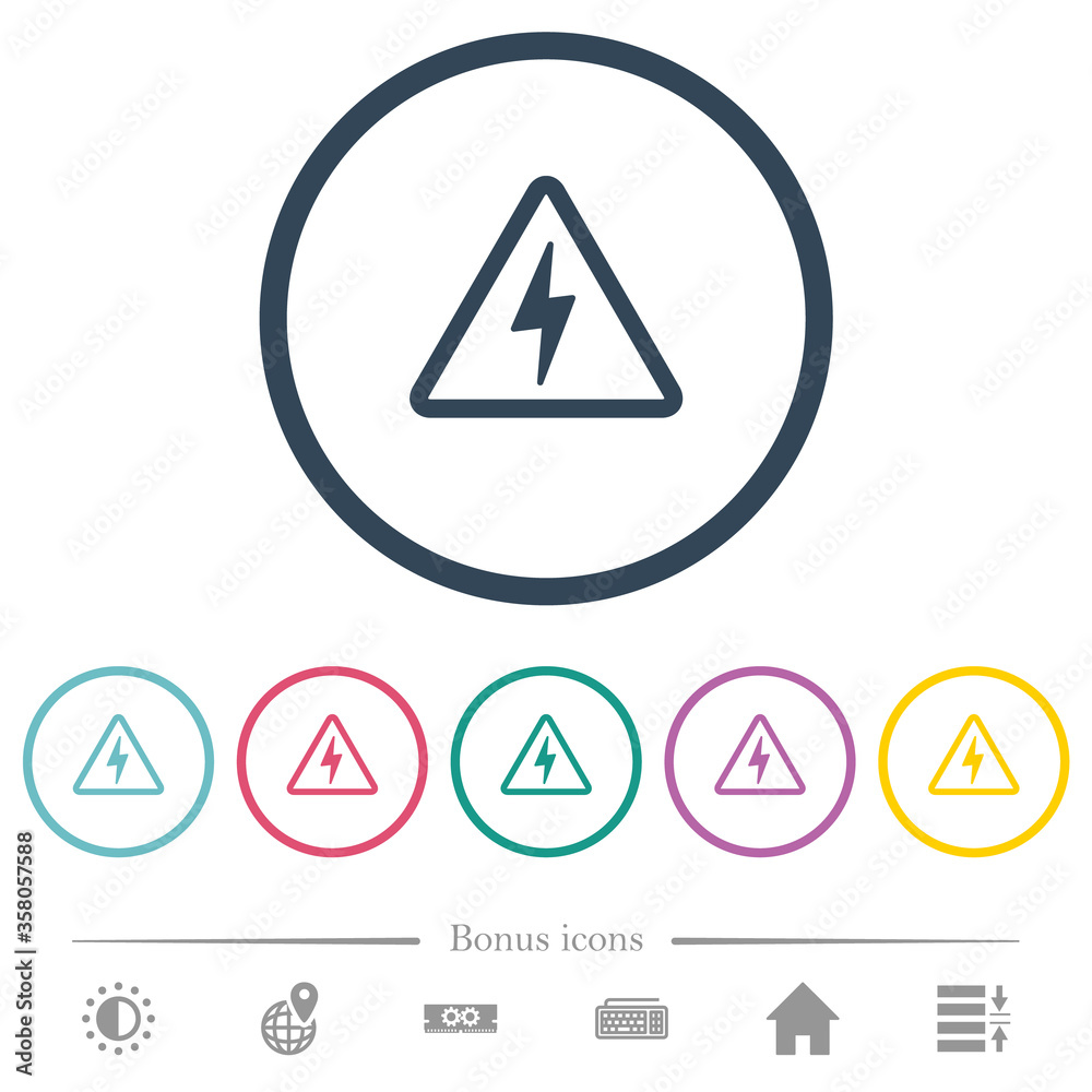 Danger electrical hazard flat color icons in round outlines Danger electrical hazard flat color icons in round outlines