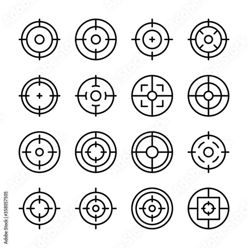 
Crosshair, Sniper Sight, Telescope Sight, Target Aiming, Reticle, Scope, Focus, Rifle Scope, Target Line Vector Icons Set 

