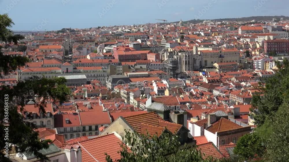 Lisbon cityscape with the Convent of Our Lady of Mount Carmel (Convento do Carmo)from the St. George Castle viewpoint (Miradouro do Castelo de Sao Jorge ). Portugal Lisbon cityscape with the Convent of Our Lady of Mount Carmel (Convento do Carmo)from the St. George Castle viewpoint (Miradouro do Castelo de Sao Jorge ). Portugal