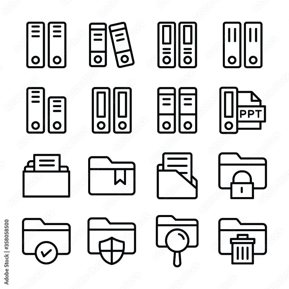 Files, Business Files, Corporate Files, Documents Holder Line Vector Icons Set
Files, Business Files, Corporate Files, Documents Holder Line Vector Icons Set