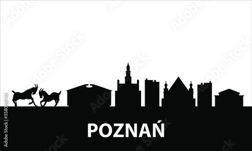 Poznań Polish City Skyline Landscape Buildings Vector Silhouette